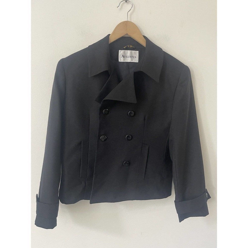 Augustus Womens Black Size 12 Long Sleeve Double Breasted Made In Egypt Jacket
